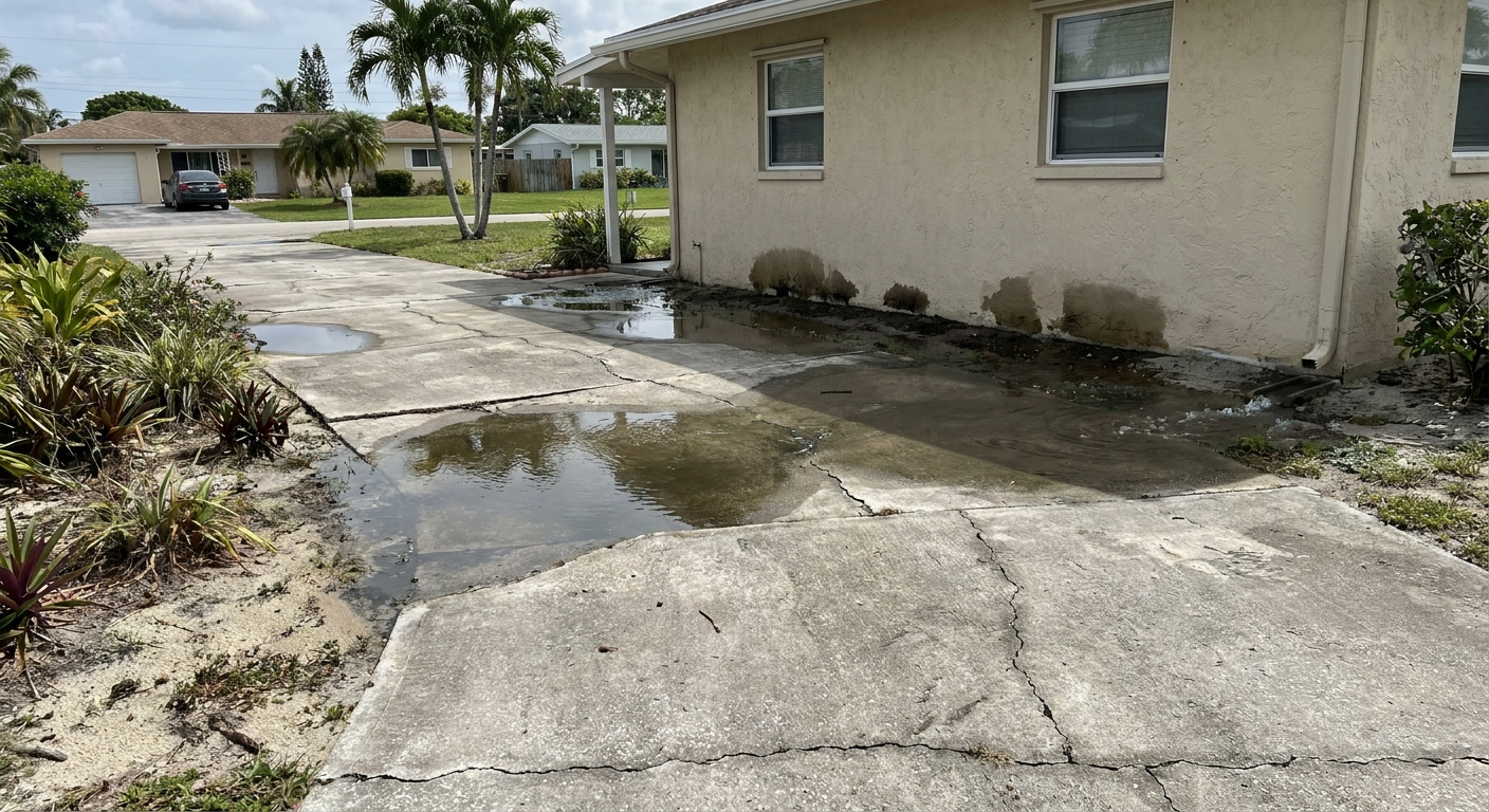 Uneven Orlando driveway causing water drainage issues